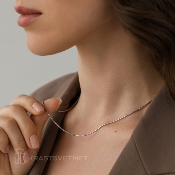 Цепь из белого золота 585, плетение «Снейк»